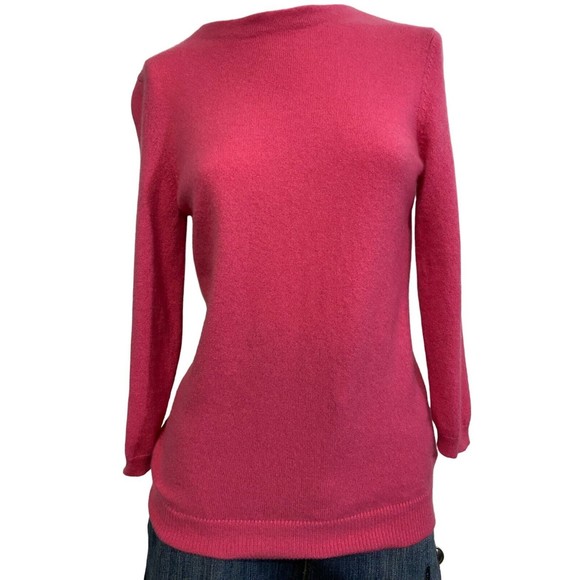 TALBOTS Womens Cashmere Sweater Crewneck Hot Pink Medium - Picture 3 of 12